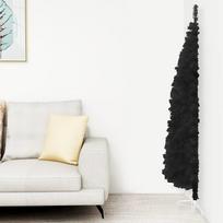 Dirbtinė pusinė Kalėdų eglutė vidaXL, juoda (Black), 150 cm, su stovu