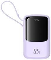 power bank 10000 mah - Baseus Qpow Pro+ 10000mAh 22.5W su integruotu USB-C laidu ir ekranu Violetinė (Purple) - 1 nuotrauka