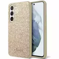 telefonas galaxy s24 - Guess Glitter Script dėklas, skirtas Samsung Galaxy S24 Plus - Auksinis (Gold) - 1 nuotrauka