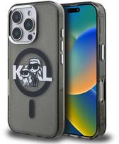 apple iphone 16 pro max magsafe - Karl Lagerfeld IML Glitter Karl ir Choupette Eskizas MagSafe dėklas Apple iPhone 16 Pro Max Juodas (Black) - 1 nuotrauka