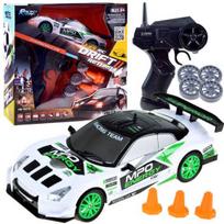 drifting rc - Jokomisiada RC driftinis automobilis su kūgiais RC0506, 1:24, Balta/Žalia (White/Green) - 1 nuotrauka