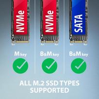 adapteris ssd - AXAGON ADM2-AM USB-A 10Gbps - M.2 NVMe ir SATA SSD adapteris (Juodas) - 2 nuotrauka