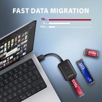 adapteris ssd - AXAGON ADM2-AM USB-A 10Gbps - M.2 NVMe ir SATA SSD adapteris (Juodas) - 7 nuotrauka