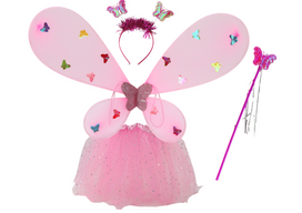Lean Toys Fėjos kostiumas, rausvi sparnai (Fairy Costume, Pink Wings)