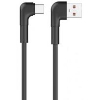 usb a kampinis - Maxlife MXUC-09 Kampinis USB - USB-C Kabelis 1m 3A Juodas (Black) - 1 nuotrauka