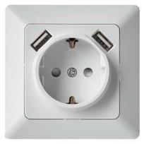 Emos A6000.1 Rozetė su USB 2.1A Sidabrinė (Silver)