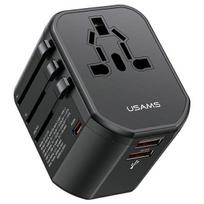 type 2 1 - USAMS T59 4in1 20W USB-C + 2xUSB kelioninis įkroviklis US/AU/EU/UK Juodas (Black) CC179TC01 - 1 nuotrauka