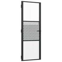 stiklas durims - Stumdomos durys vidaXL, juodos (Black), 83 cm x 201,5 cm, grūdintas stiklas ir aliuminis - 2 nuotrauka