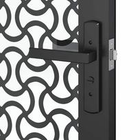 stiklas durims - Stumdomos durys vidaXL, juodos (Black), 83 cm x 201,5 cm, grūdintas stiklas ir aliuminis - 5 nuotrauka