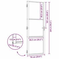 stiklas durims - Stumdomos durys vidaXL, juodos (Black), 83 cm x 201,5 cm, grūdintas stiklas ir aliuminis - 9 nuotrauka
