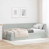 lova 90x200 - vidaXL Kampinė lovos konstrukcija, šviesiai pilka (Light Grey), 90x200 cm - 1 nuotrauka