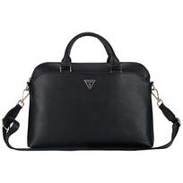 Guess Grained Zipper Pocket Triangle Logo 15" Laptop Bag - Black