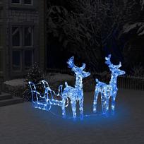 Kalėdinė dekoracija elniai ir rogės, vidaXL FPRVXL328520, 130 cm, akrilas, 160 LED