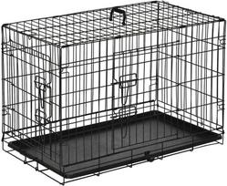 voljeras - Pawhut Metalinis sulankstomas šuns narvas 76x46x52 cm, Juodas (Black) - 1 nuotrauka
