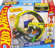 MATTEL Hot Wheels City Snake Spiral Attack žaislinė trasa su 1:64 mastelio automobiliu, JBM63