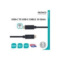 DELTACO USB 3.1 Gen2 "C-C", 10 Gbit/s, 60W, 3A, 0,5m juodas/ USBC-1121M