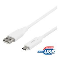 usb pakrovejas 2 - DELTACO USB 2.0 "C-A", 3A, 1.0m, baltas / USBC-1009M - 1 nuotrauka