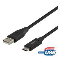 usb c pakrovejas - DELTACO USB 3A "C-A", 1.0m, juodas / USBC-1004M - 1 nuotrauka