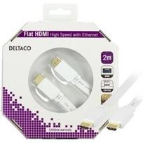 DELTACO HDMI-HDMI plokščias, 2.0m, baltas / HDMI-1020H-K