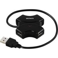 DELTACO 4xUSB 2.0, 0.4m, juodas / UH-408