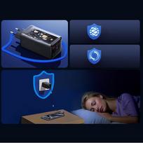 Baseus GaN6 Pro 100W Sieninis Įkroviklis 2xUSB-A + 2xUSB-C su USB-C kabeliu 1m Juodas (Black)