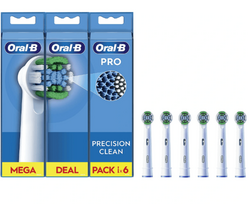 Oral-B Precision Clean Pro EB20-6 dantų šepetėlio galvutės, baltos (White), 6 vnt.