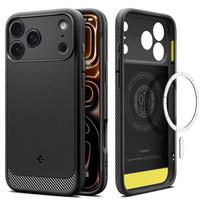 iphone 15 pro telefonai - Spigen Rugged Armor MagSafe dėklas Apple iPhone 17 Pro - Matinis Juodas (Matte Black) - 1 nuotrauka