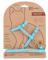 Kačių petnešos su pavadėliu Amiplay Samba, 150 cm x 15 mm, žydra