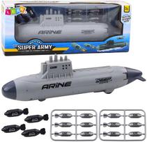 Lean Toys Povandeninis laivas su torpedų mechanizmu, Pilkas (Gray), 28 cm