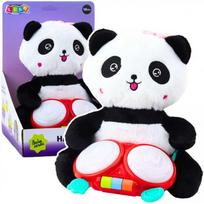 Lean Toys Pliušinė panda su būgnais, interaktyvus žaislas, 26 cm, švieselės (Lights), garsai (Sounds)