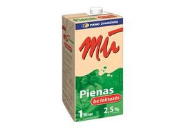 UAT pienas MŪ be laktozės, 2,5% rieb., 1 l
