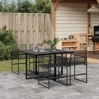 Lauko baldų komplektas VLX Garden Dining Set Poly Rottan, juodas/kreminės spalvos, 4 vietų
