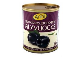 Graikiškos juodosios alyvuogės ANIRA be kauliukų, 820 g