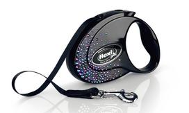 Automatinis pavadėlis Flexi Glam Splash 2106, mėlynas/juodas/violetinis, S 3m