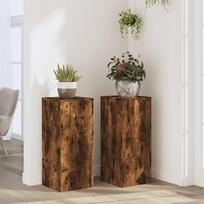 vidaXL Stovas augalams, 2vnt., dūminiai (Smoky Oak), 30x30x70cm, apdirbta mediena