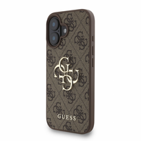 Guess PU 4G Metal Logo Strap dėklas skirtas Apple iPhone 16 - Rudas (Brown)