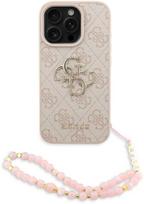 Guess PU 4G Metal Logo Strap dėklas skirtas Apple iPhone 16 Pro, rožinis (Pink)