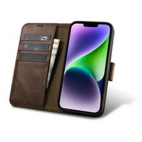 flip telefonai - iCarer Oil Wax Wallet Case 2in1 iPhone 14 Plus Anti-RFID Odinis Atverčiamas Dėklas Rudas (Brown) - 1 nuotrauka