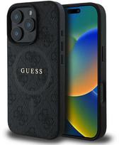 guess pu leather 4g - Guess PU Leather 4G Ring MagSafe dėklas Apple iPhone 16 Pro - Juodas (Black) - 1 nuotrauka