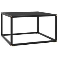vidaXL Kavos staliukas su juodu stiklu, Juodas (Black) 60x60x35 cm