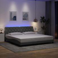 vidaXL Lovos rėmas su LED, šviesiai pilkas (Light Grey), 200x200 cm, be čiužinio