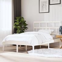 vidaXL Lovos rėmas, baltas (White), 150x200 cm, medienos masyvas