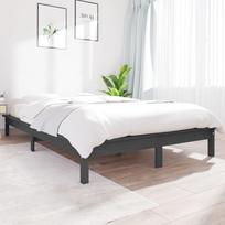Lova vidaXL Lovos rėmas, 150x200 cm, pilka (Grey), pušies masyvas