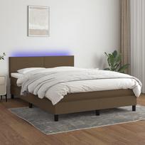 vidaXL Lova su spyruoklėmis/čiužiniu/LED, ruda (Brown), 140x200 cm, audinys