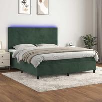 vidaXL Lova su spyruoklėmis/čiužiniu/LED, žalia (Green), 180x200 cm, aksomas