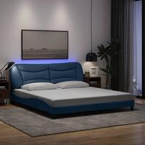 vidaXL Lovos rėmas su LED, mėlynas (Blue), 180x200 cm, audinys