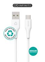 usb type c laidas 2 m - eSTUFF INFINITE ES605270 USB-C į USB-A kabelis 2m Balta (White) - 1 nuotrauka