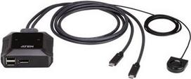 kvm switch 2 - Aten US3312 2-Port USB-C 4K DisplayPort KVM jungiklis Juodas (Black) - 1 nuotrauka