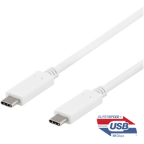 Deltaco USBC-1407M 1m 10Gbps 5A 100W Baltas (White) USB-C Laidas