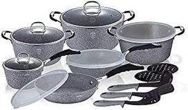 Berlinger Haus Stone Touch Line BH-6196, 17 dalių puodų ir keptuvių rinkinys